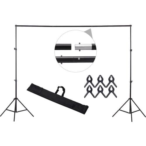200 * 200cm Photography Studio Background Aluminium Alloy Adjustable Backdrop Stand System+Carry Bag for Home Studio Recording