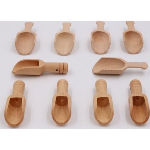 200 pcs Salt Tea Scoop Tableware Natural Wooden Crafts Spoon Small Condiment Sugar Spoon Wood Tea Spoon Tea Scoop