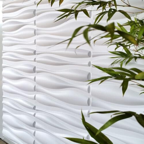 50x50cm 3D Art Wallboard Diamond Blue Wave Wood Carving Wall Sticker 3D Background Wall Sticker Decorative Board House Decor