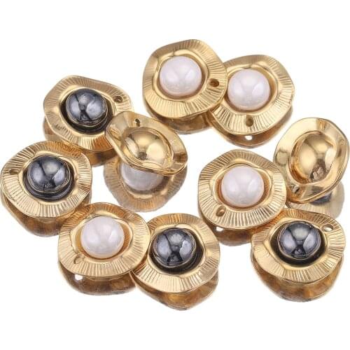 5pcs/lot Gild Stainless Steel Round Pearls Charm Pendants Connectors for DIY Earrings Necklace Jewelry Making Supplies Wholesale