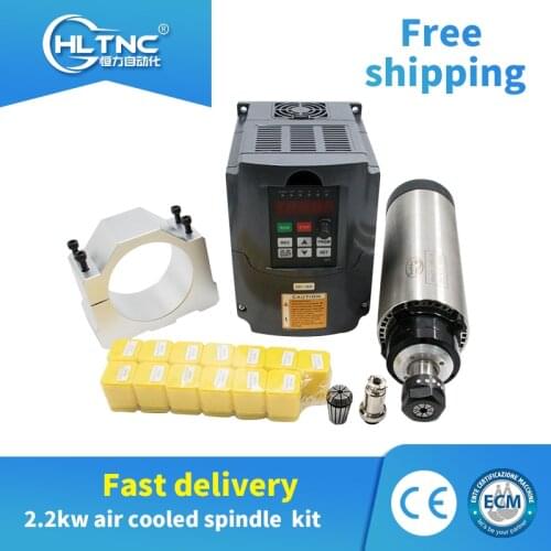 Free fast shipping 1 set 2.2 kw 110v/220v/380V air cooled spindle+ VFD+80mm bracket+1SET ER20 for CNC