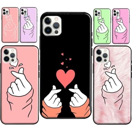 Kpop Hand Finger Heart Phone Case For iPhone 12 Pro Max 12 Mini SE 2020 8 7 Plus 11 Pro Max X XS Max XR Cover