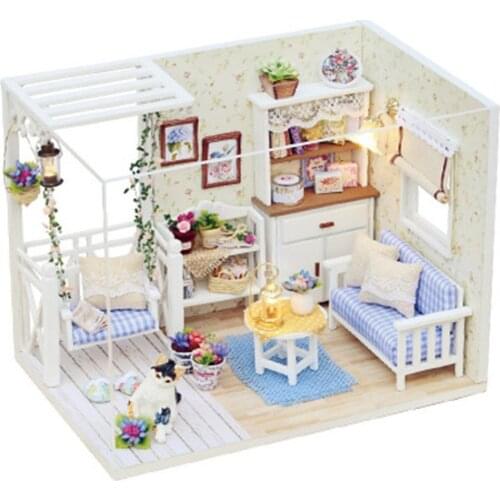 Wooden Simulation Miniature Toy Bedroom Scene Doll House with Furniture Childrens Little Girl Birthday Gift