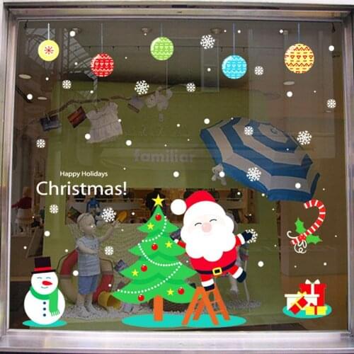 DIY merry christmas wall stickers decoration santa claus gifts tree window wall stickers removable vinyl wall decals xmas decor