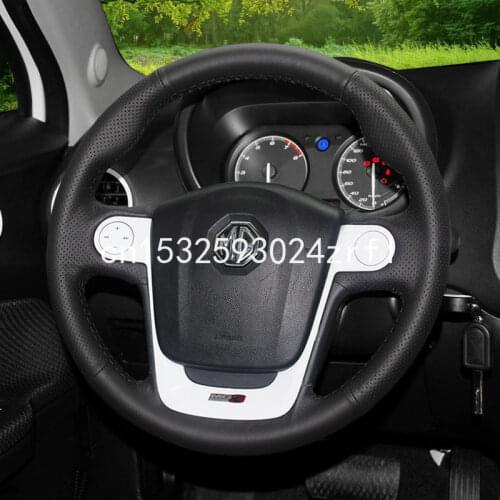 For MG3 Black Leather DIY Car Steering Wheel Cover