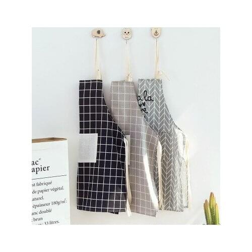 Hot Fashion Brief High-Grade Apron Women Men Adjustable Cotton Linen Kitchen Apron for Cooking Baking Restaurant Pinafore Supply