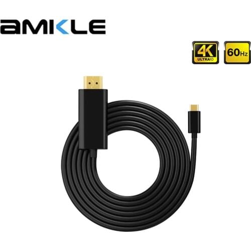 Amkle 1.8m 4K 60Hz Type C HDMI Cable USB C 3.1 HDMI Adapter Thunderbolt Cord For MacBook Pro Huawei P9 P20 mate 20 Sumsang S9