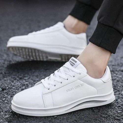 Summer and Autumn White Shoes Mens Breathable Large Size Trendy Shoes Casual Sports Casual Shoes Student Mens Single Shoes