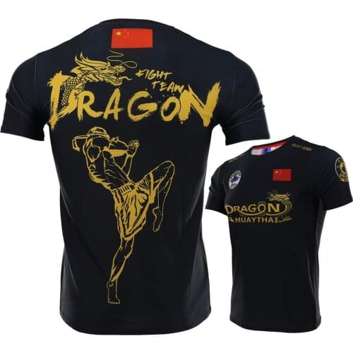 Boxing Muay Thai MMA training Mixed martial arts broadcast for sanda fitness running Longtai Elastic quick-dry T-shirt man