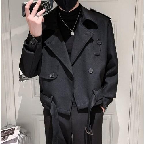 2021 Autumn Men Jackets Wool Trench Coat Fashion Double Breasted Casual Slim Jacket Men Steetwear Windbreaker Chaquetas Hombre