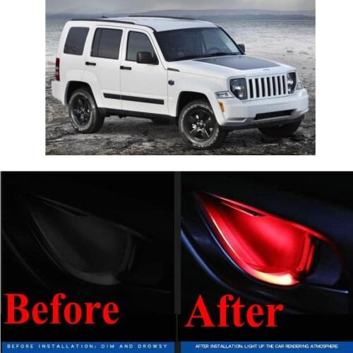 4pc CF style stickers on cars interior inside door handle atmosphere lamp for jeep LIBERTY KK PATRIOT gladiator