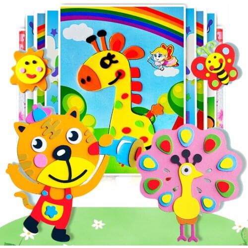 10Pcs 3D DIY EVA Foam Stickers Puzzle Games Cartoon Animal Learning Education Toys For Children Kids Gifts Art Craft Toy Sticker