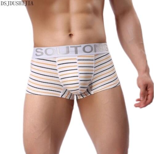DSJDUSHIJIA Breathable Mens Underwear Cotton Soft Boxers Bulge Pouch Trunks Striped Underpants Boxer Shorts Bottoms New Arrival