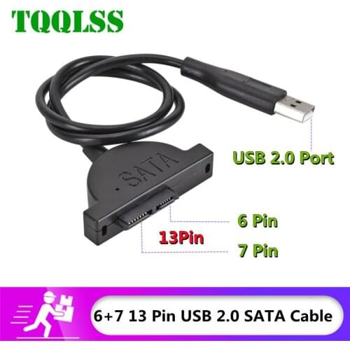 NEW USB 2.0 to Mini Sata II 7+6 13Pin Adapter for Laptop CD/DVD ROM Slimline Drive Converter Cable Screws steady style