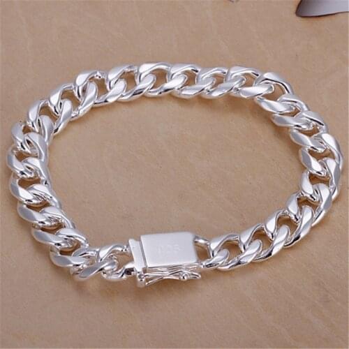 New Listing fine jewelry silver color fashion Elegant fine 10MM men bracelet H037 best holiday gift priced at direct