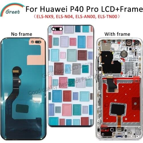 OLED 6.58''For Huawei P40 Pro Display with Frame Touch Panel Screen Pantalla Digitizer For P40 PRO LCD ELS-N04, ELS-NX9 ELS-AN00