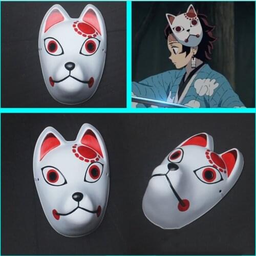 Wholesale Handmade Japanese Anime Demon Slayer Kimetsu No Yaiba Cosplay Mask Kamado Tanjirou Fox Masks PVC Cosplay Costume Props