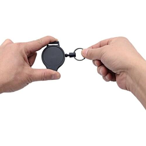 Outdoor EDC Tool Resilience Tactical Retractable Wire Rope Anti-lost Keychain Fishing Zinger Retracting Ring Holder Finder