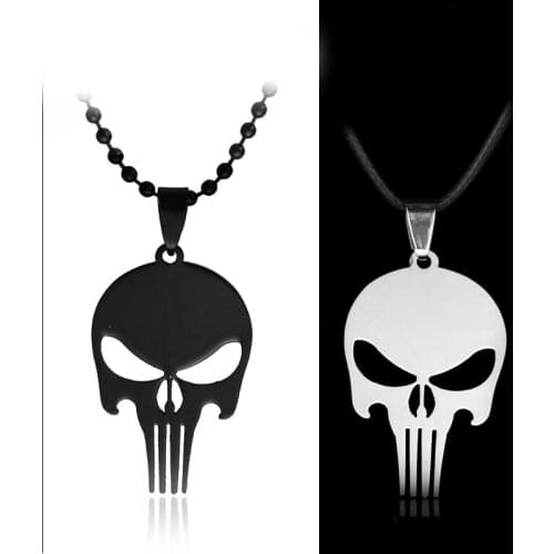Skull necklace Pendant Superhero Personality Charm Punishment Skull Dark Knight Necklace for Woman man gift Wholesale