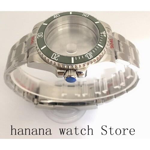 Suitable for NH35 / NH36 Mingzhu2813 Miyota stainless steel self-winding 40mm case, sapphire glass wood green rotating bezel