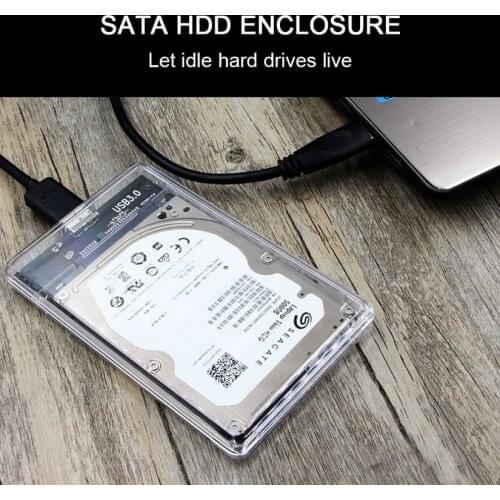 Kphrtek 1PCS CHIPAL Transparent 2.5 inch HDD SSD Case Sata to USB 3.0 Adapter Free 5 Gbps Box Hard Drive Enclosure