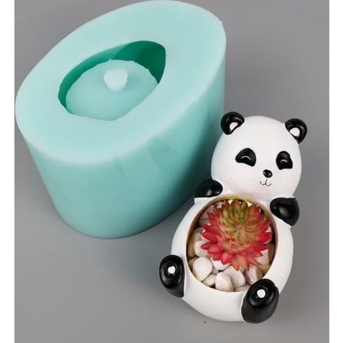 PRZY 3D Cute Flower Pot Silicone Molds Succulent Plants Dog Husky Panda Silicone Molds Concrete Handmade Molds Cement
