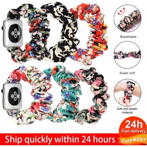 Scrunchie Elastic Straps for Apple Watch Band Series 6 SE 5 4 3 2 1 38mm 40mm 42mm 44mm to iwatch Ladies hair Watchband Bracelet