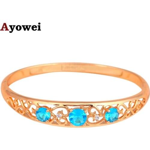 Luxury Gifts for Christmas gold tone Delicate Zircon Bangles Wholesale & Retail Blue Crystal fashion jewelry TB830A