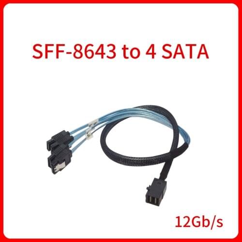 SFF-8643 to 4 SATA fan out cable Comply with SAS 3.0 12G 1M MiniSAS HD For LSI/Adaptec SAS card