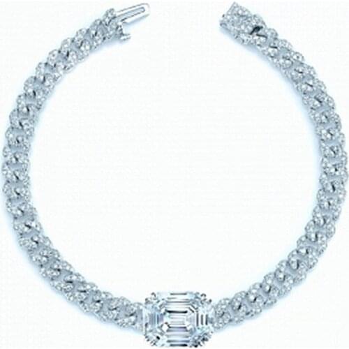 SOELLE Luxury Brand Solid 925 Sterling Silver Square Crystal Link Chain Bracelet Micro AAA Zircon Women Fashion Party Jewelry