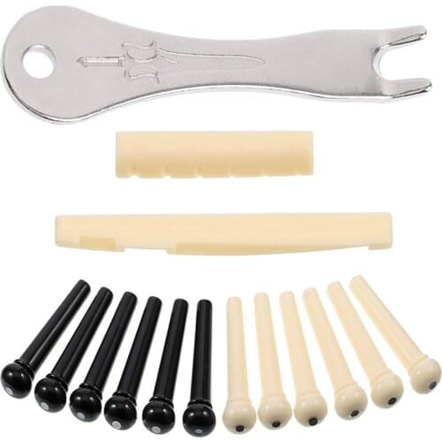 Acoustic Guitar String Nail Peg Pulling Puller Bridge Pin Remover Handy Tool with 12 Guitar String Nail and Guitar Saddle Nut