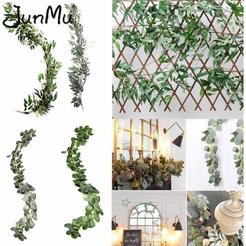 Wedding Decoration Artificial Willow Green Eucalyptus Vines Rattan artificial Fake Plants Ivy Wreath Wall Decor Vertical Garden