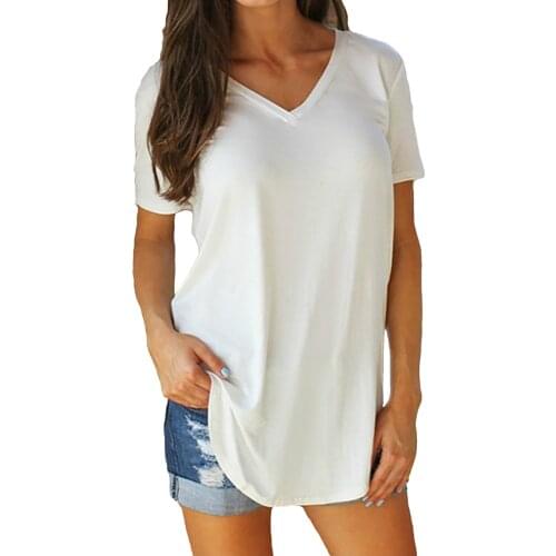 5xl Plus Size White Tops For Ladies Short Sleeve Clothes Tops Womens Fashion Casual Blouse Solid Shirt V-neck Top Blusas Mujer