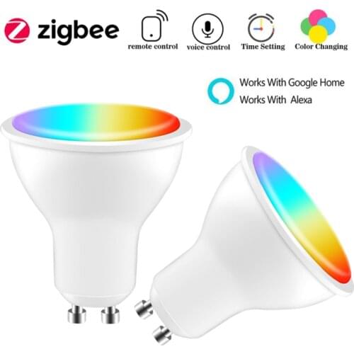ZigBee WiFi Smart Light Bulb Gu10 RGB+C+W Lamp Dimmable Spotlight Tuya And Smart Life APP 100V-240VWork With Alexa Google Home