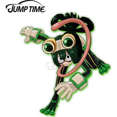 Jump Time 13 x 9.2cm For My Hero Academia BNHA Tsuyu Asui Vinyl Car Stickers Motorcycle Scratch-proof Decal Waterproof Decor