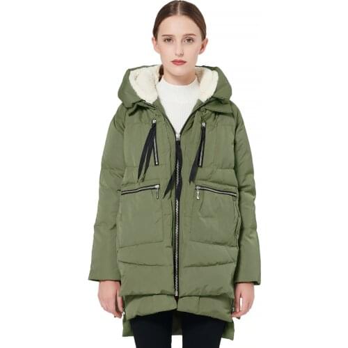 Womens Stylish Zipper Thicken Hooded Medium Long Down Jacket Winter Coats Outwear