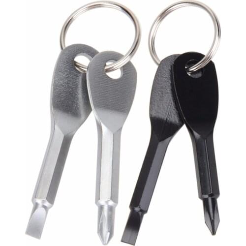 1PC Portable Mini Pocket One Word Cross Screwdriver Kit Set Keychain Key Chain Ring Pendant Outdoor EDC Multifunction Tool