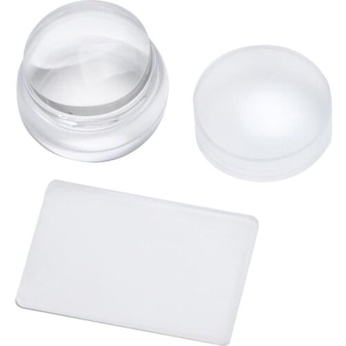 2 Pcs=1 Set Soft Silicon Nail Art Stamper Clear Silicone Jelly Nail Stamper + Scraper Sticky Set DIY Polish Design Stamp Tools