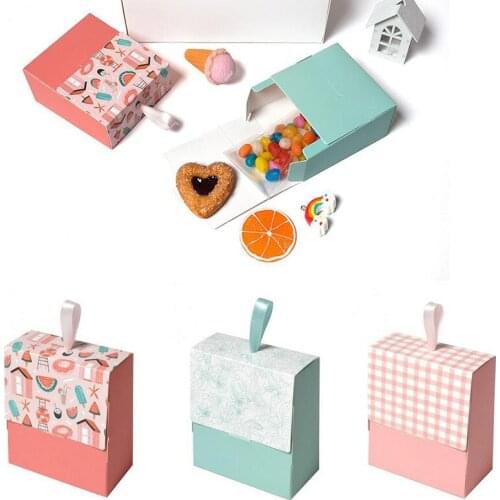 5pcs Creative Forest Mini Lipstick Box Retro Candy Cookie Box Folding Portable Packaging Box for Wedding Birthday Party Gift Box