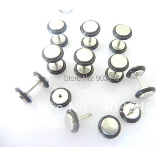 60pcs Stianless Steel Body jewelry Ear Stud Fake Ear Plugs Cheat Tunnels Illussion Plugs Free Shippment 6mm and 8mm