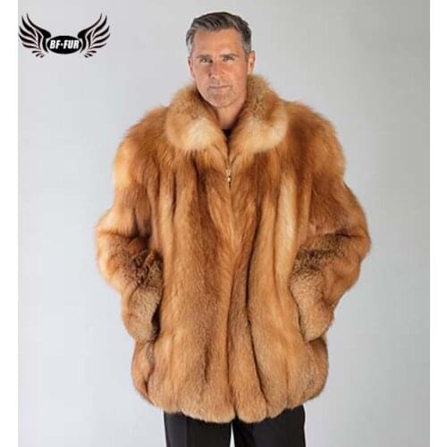 BFFUR Men Clothes 2020 Double-faced Real Fox Fur Outerwear Wide-waisted Plus Size Full Pelt Park With Natural Fur Top Grade Coat