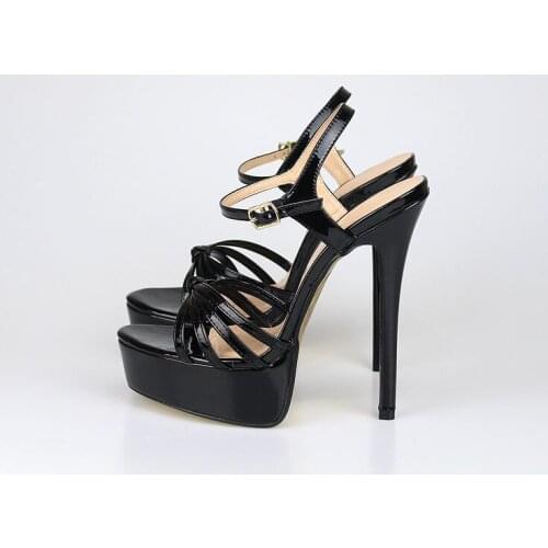 Sexy 16 Cm Heels Ladies Platform Strappy Knot Sandals Night Club Ultra High Heels Cross Dresser Sandalias Shoes Big Size