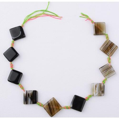 2 strands/lot 20mm Natural Multicolor stripe Square shape Agate stone beads For DIY Bracelet Necklace Jewelry Making Strand 15"