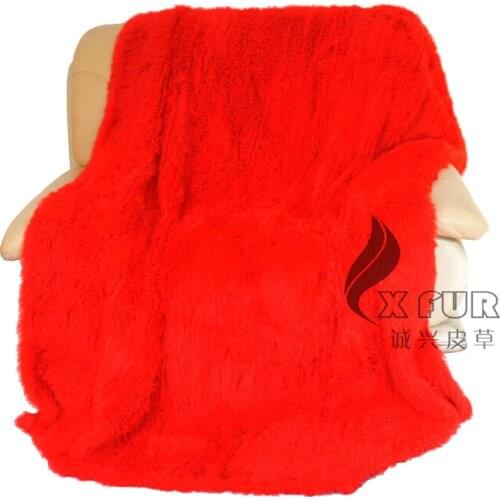 CX-D-87A/X Red Color 2015 New Fashion Real Knitted Rabbit Fur Fashion Rug