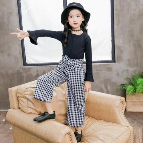 Girls Suits Sweatshirts +Pant Sets 2021 Plaid Spring Autumn High Quality Formal Party Outfits Sport Teenagers Kids Cotton Tracks