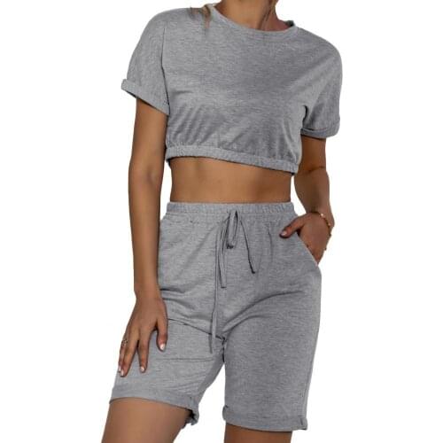 Streetwear Suit Elastic Round Neck Sport Women Sexy Summer Suit for Sport Short Sets Women Clothing Black M-2XL шорты женский