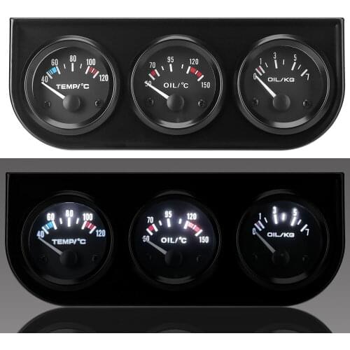 LEEPEE Triple Dashboard 2" 52mm 3 in 1 Car Meter Oil Pressure Gauge with Sensor Oil Temp Water Temp Volt meter Universal 12V