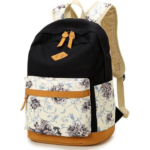 Fashion Brand Quality Floral Canvas Bag Backpack School for Teenager Girl Laptop Bag Printing Backpack Women Backpack Rucksack