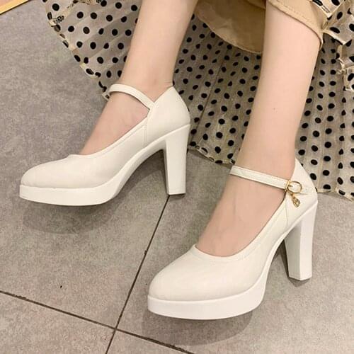 Fashion Ladies High Heels Female Pumps Women Pointed Toe Breathable Buckle Strap Rhinestone Casual Jobs Single Shoes#g30
