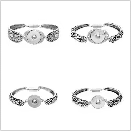 Fashion Charming pattern bracelet metal Snap bracelet bangle Magnet buckle fit 18MM snap buttons jewelry wholesale SG0069